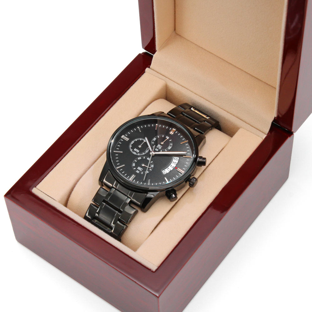 Coolest Dad Ever | Engraved Design Black Chronograph Watch