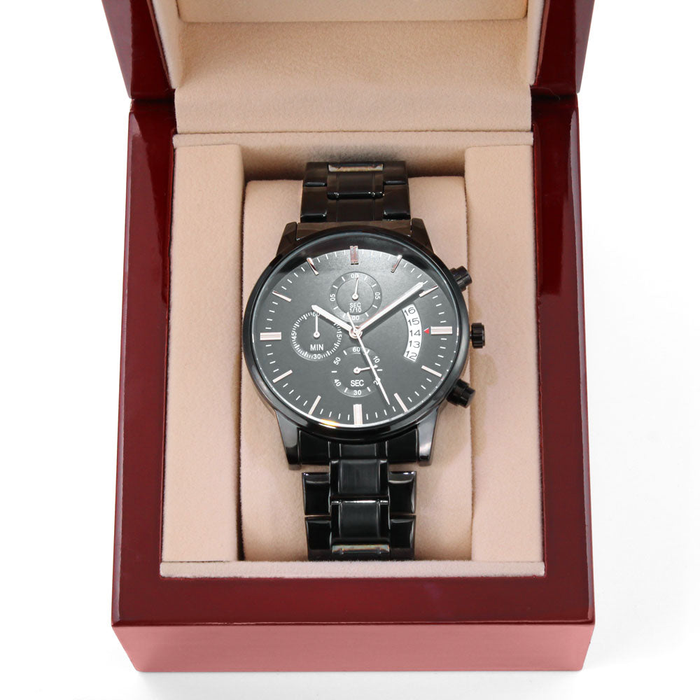 Coolest Dad Ever | Engraved Design Black Chronograph Watch
