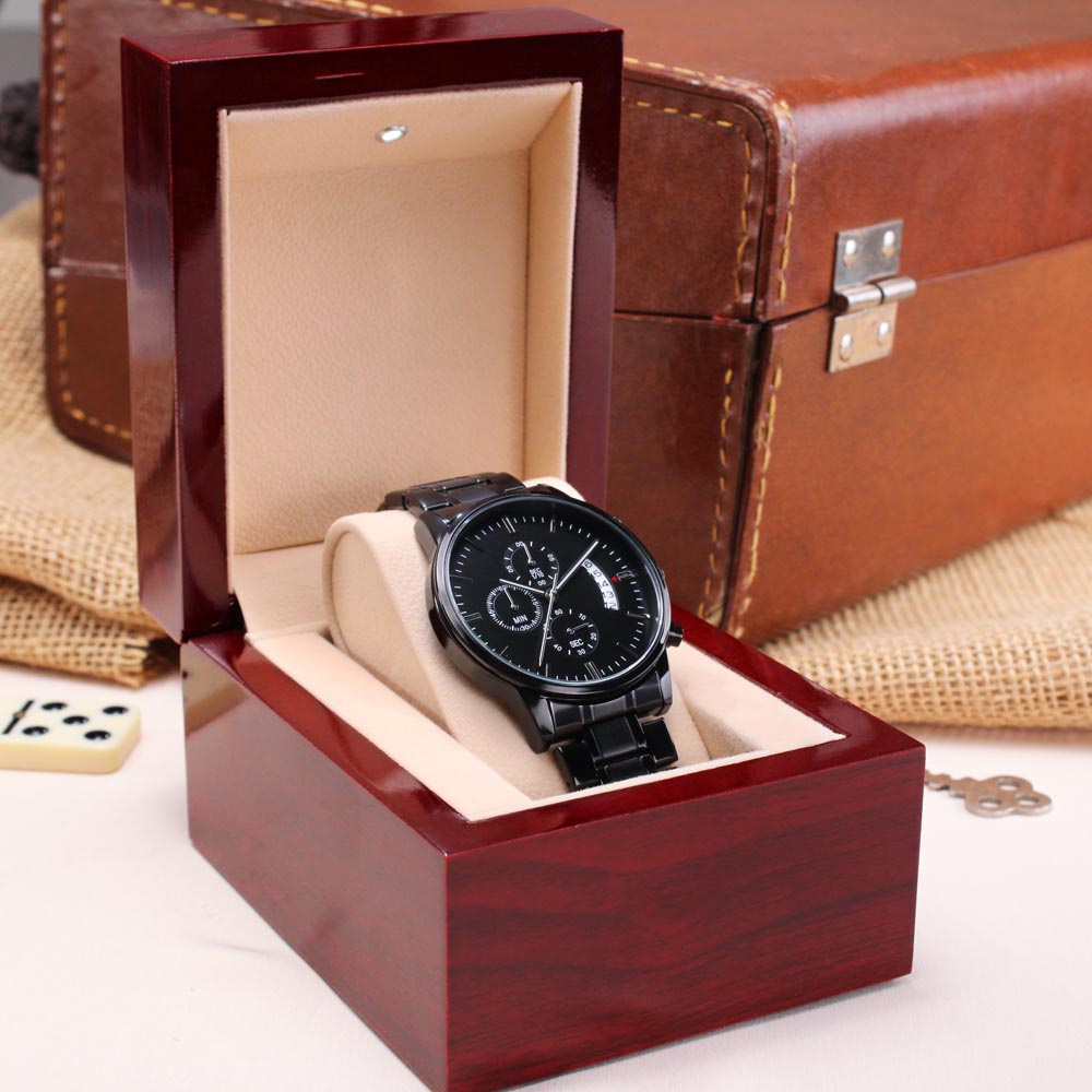 Coolest Dad Ever | Engraved Design Black Chronograph Watch
