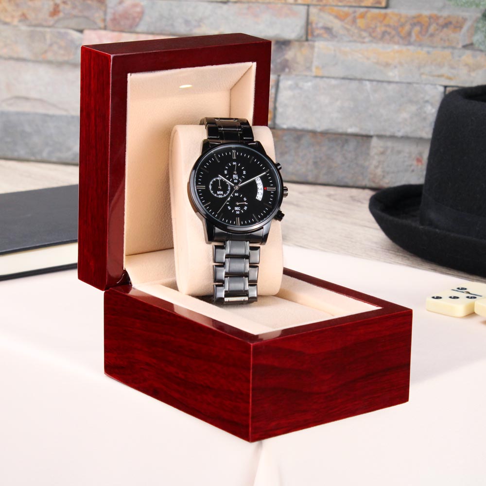 Coolest Dad Ever | Engraved Design Black Chronograph Watch