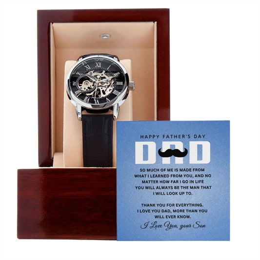 To My Dad | Happy Father's Day | From Your Son | Men's Openwork Watch