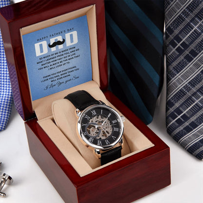 To My Dad | Happy Father's Day | From Your Son | Men's Openwork Watch
