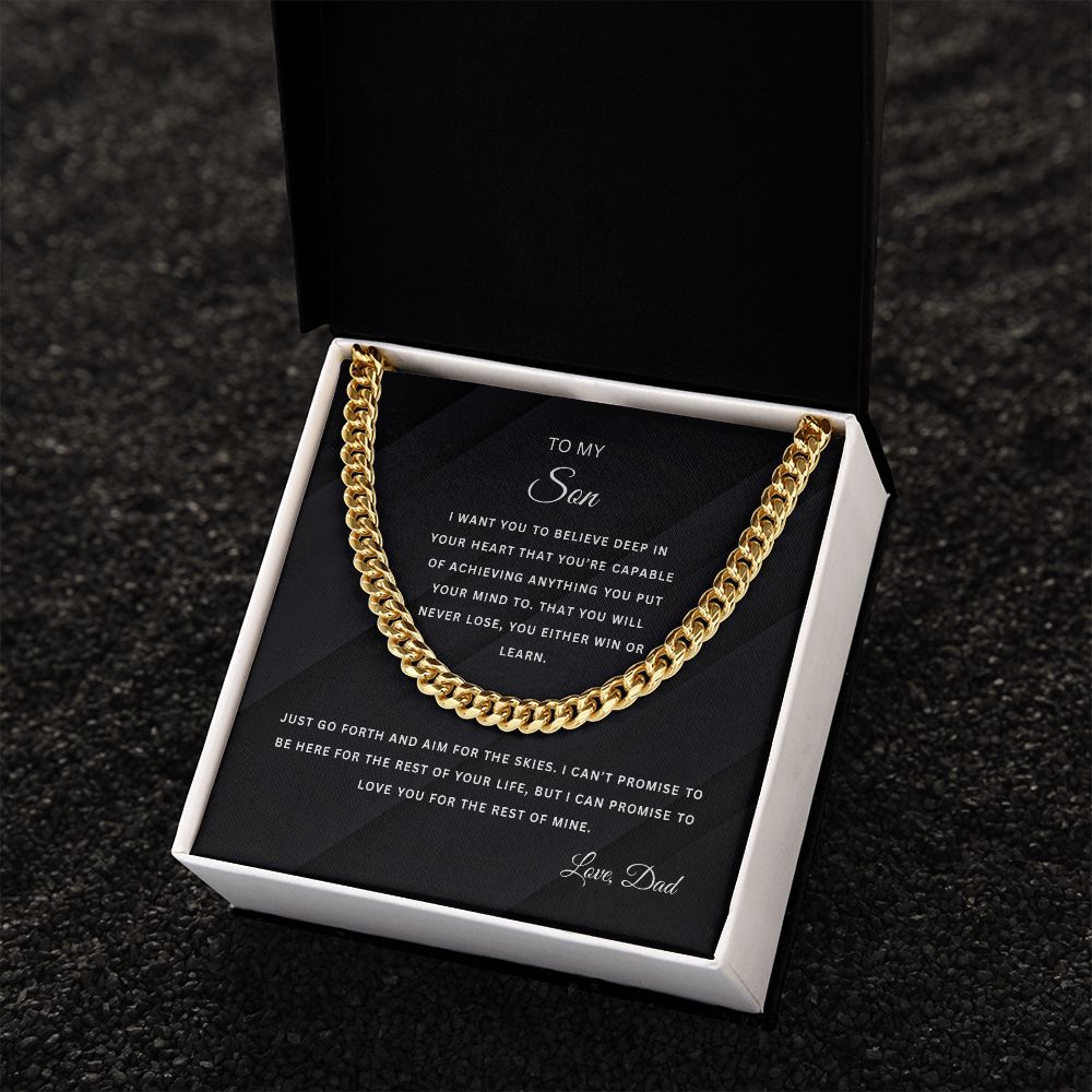 To My Son | Aim for the Skies | From Dad | Cuban Link Chain
