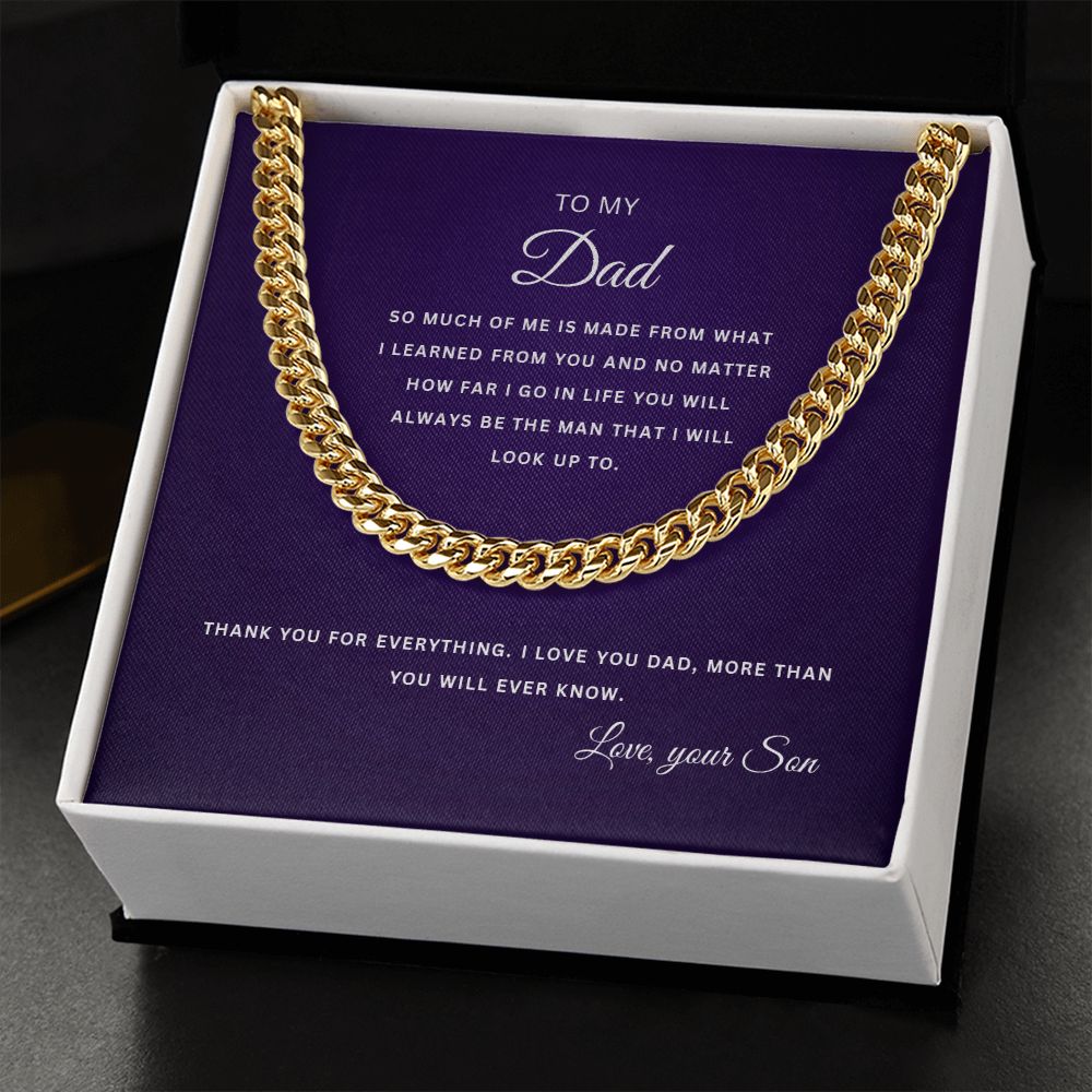 To My Dad | Thank you for Everything | From Your Son | Cuban Link Chain