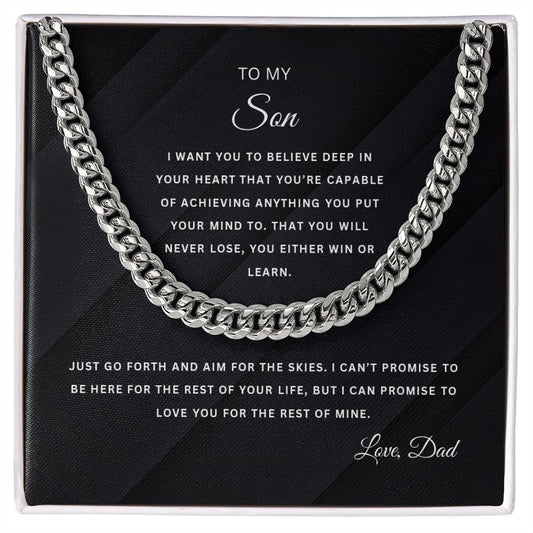 To My Son | Aim for the Skies | From Dad | Cuban Link Chain