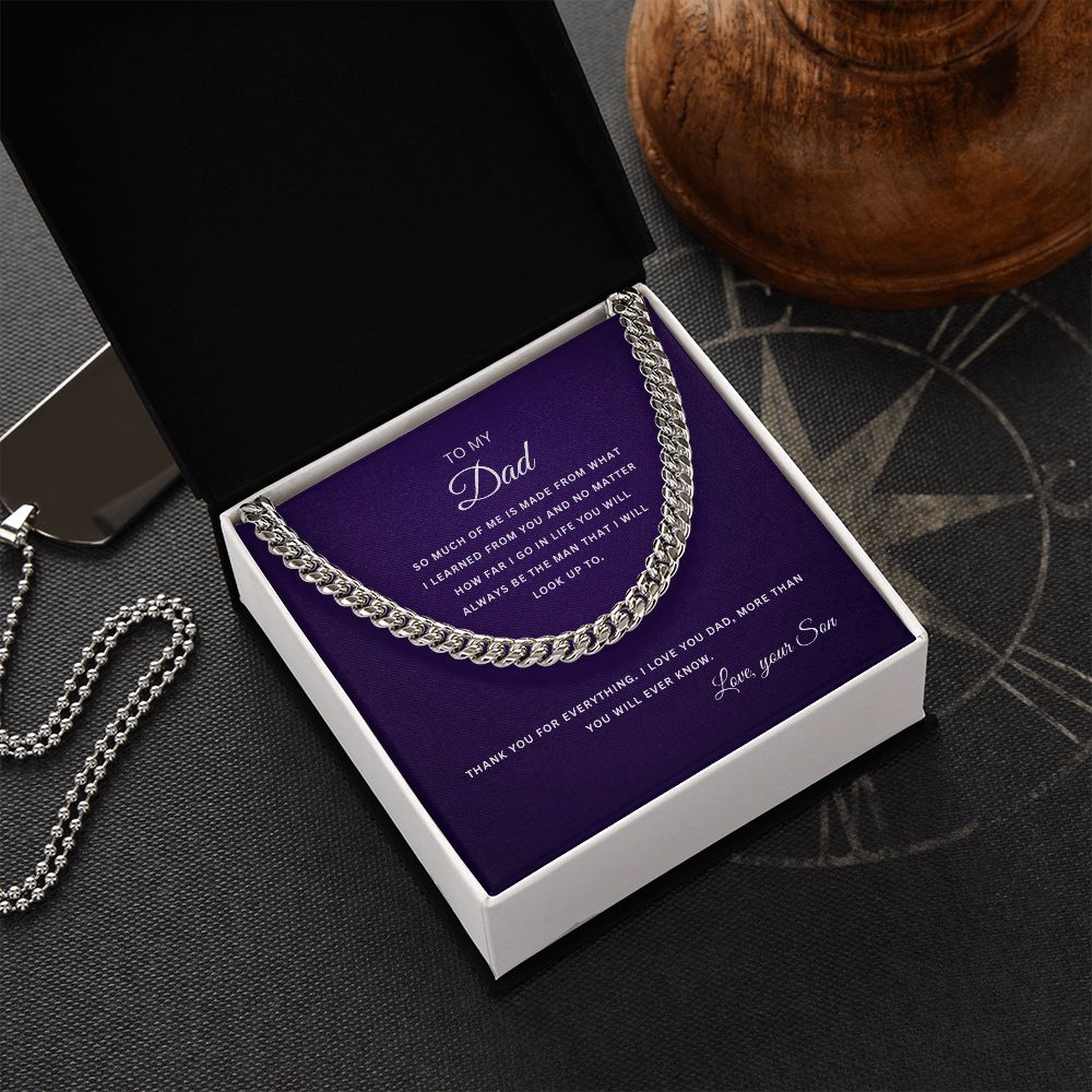 To My Dad | Thank you for Everything | From Your Son | Cuban Link Chain