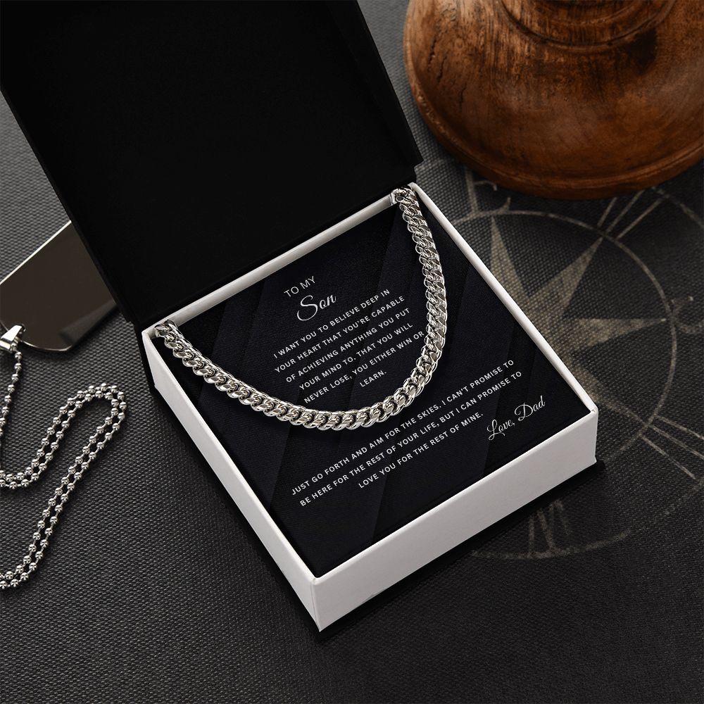 To My Son | Aim for the Skies | From Dad | Cuban Link Chain