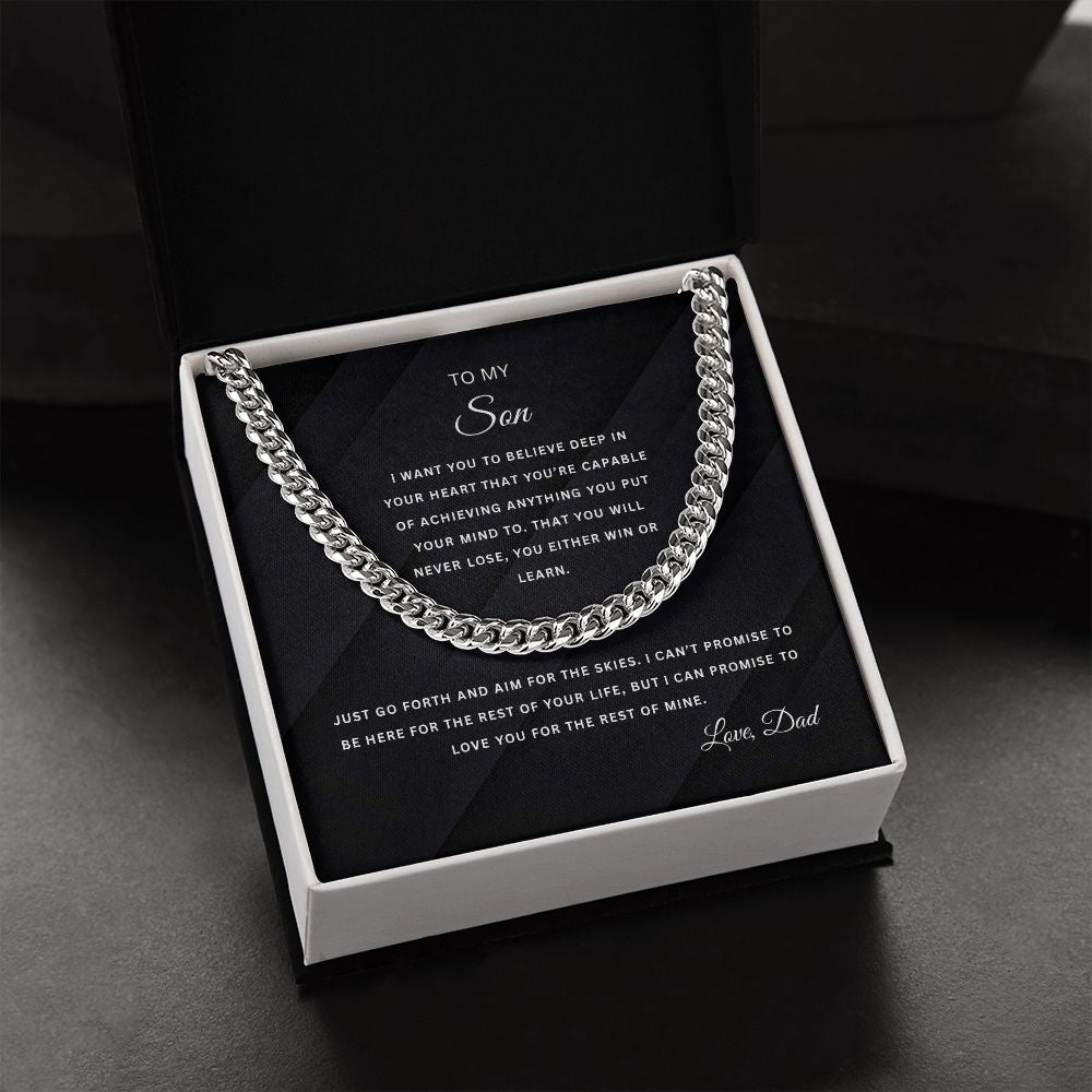 To My Son | Aim for the Skies | From Dad | Cuban Link Chain