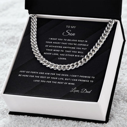 To My Son | Aim for the Skies | From Dad | Cuban Link Chain