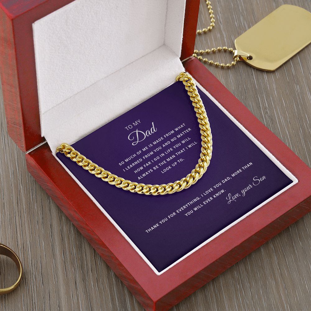 To My Dad | Thank you for Everything | From Your Son | Cuban Link Chain