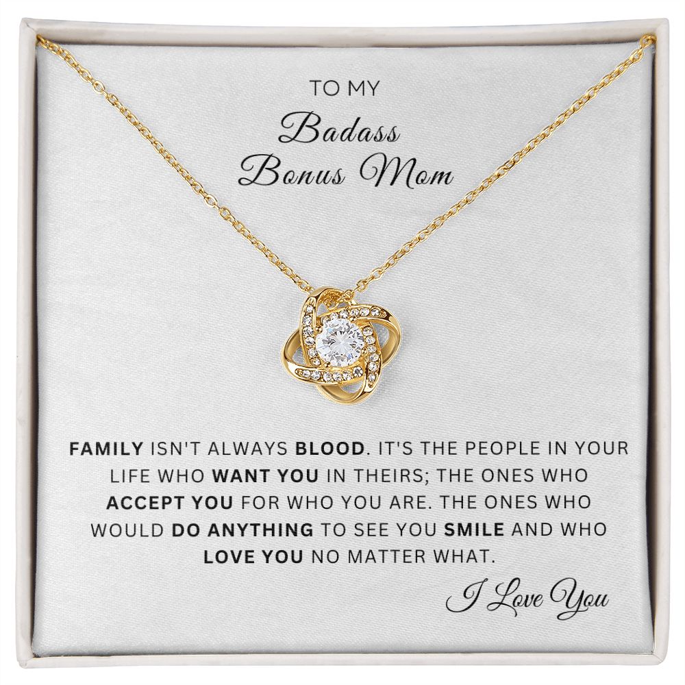 To My Badass Bonus Mom | Love Knot Necklace (Blood)