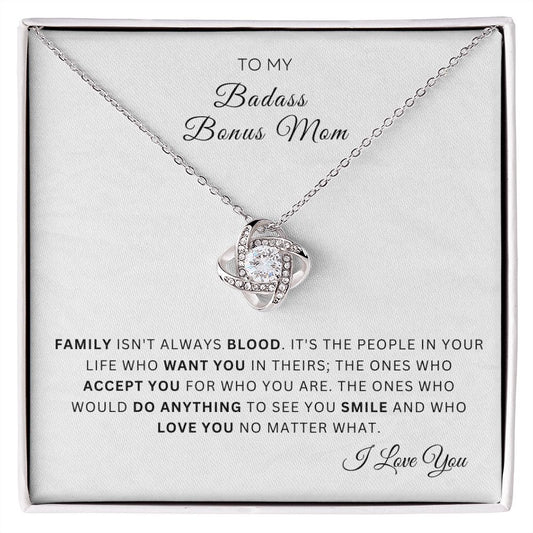 To My Badass Bonus Mom | Love Knot Necklace (Blood)