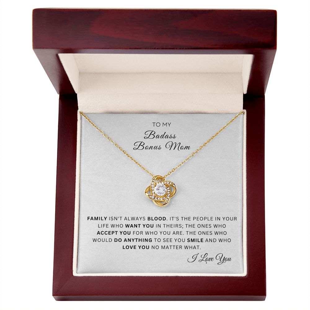 To My Badass Bonus Mom | Love Knot Necklace (Blood)