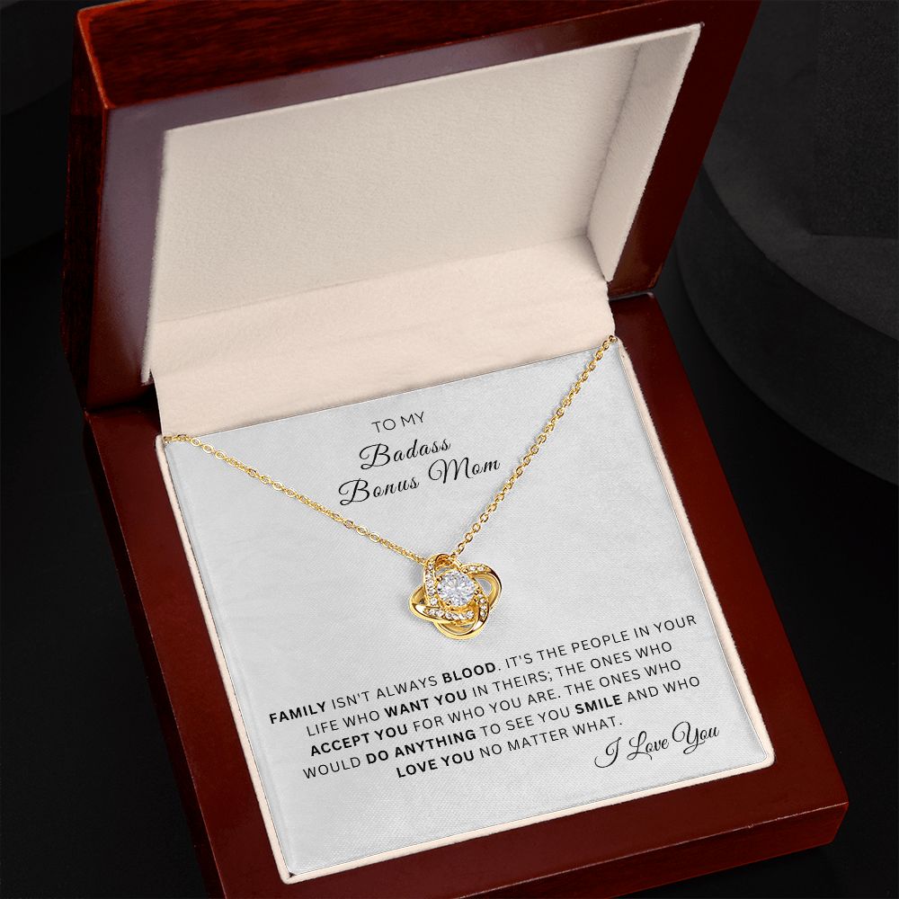 To My Badass Bonus Mom | Love Knot Necklace (Blood)