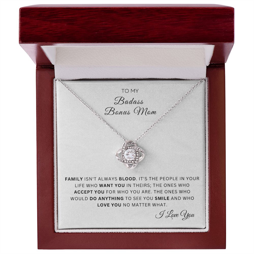 To My Badass Bonus Mom | Love Knot Necklace (Blood)