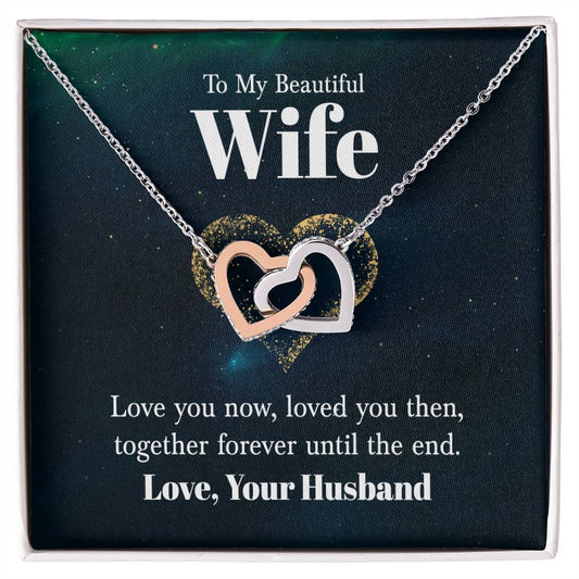 To My Beautiful Wife | Double Heart Necklace