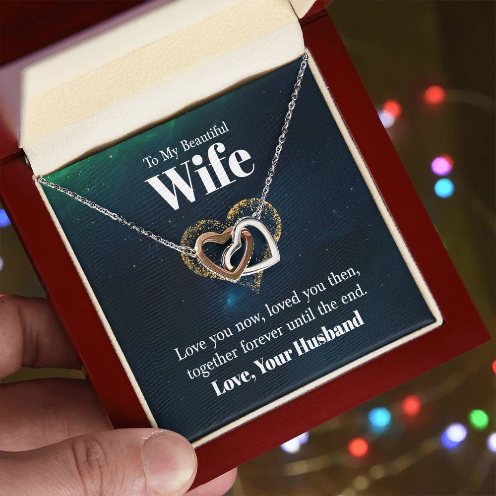 To My Beautiful Wife | Double Heart Necklace