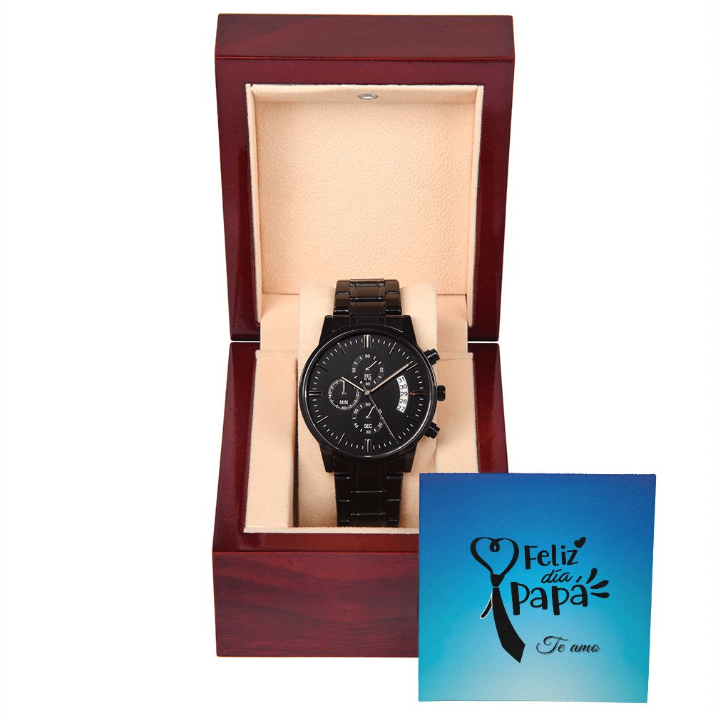Feliz Día Papá | Te Amo | Black Chronograph Watch