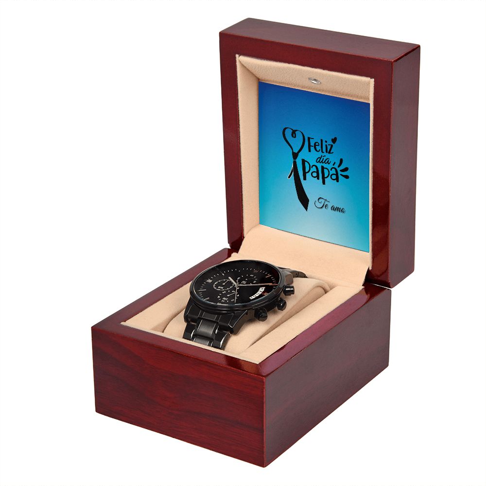 Feliz Día Papá | Te Amo | Black Chronograph Watch
