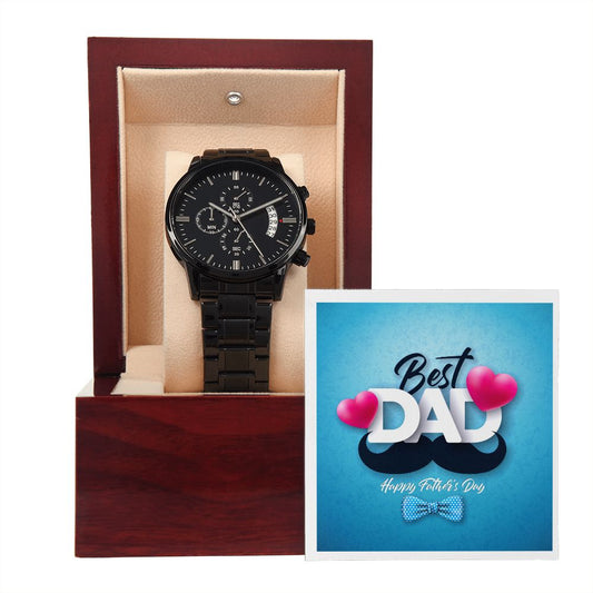 Best Dad | Happy Father's Day | Black Chronograph Watch