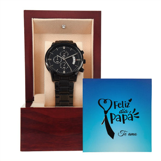 Feliz Día Papá | Te Amo | Black Chronograph Watch