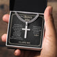 To My Bonus Dad | Cuban Chain with Artisan Cross Necklace