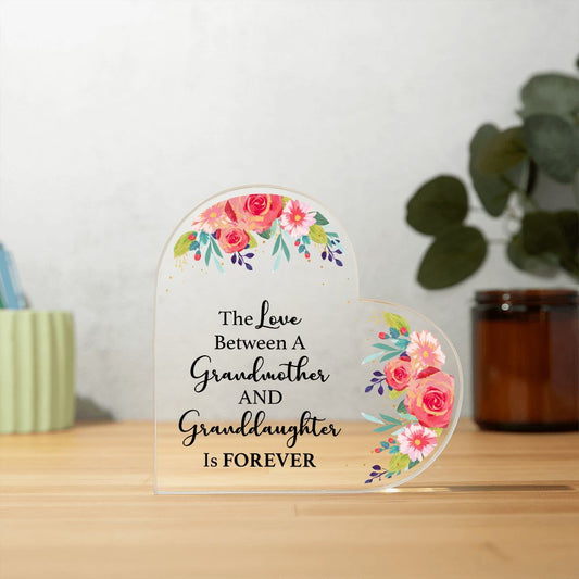 Love between Grandmother and Granddaughter | Acrylic Heart Plaque