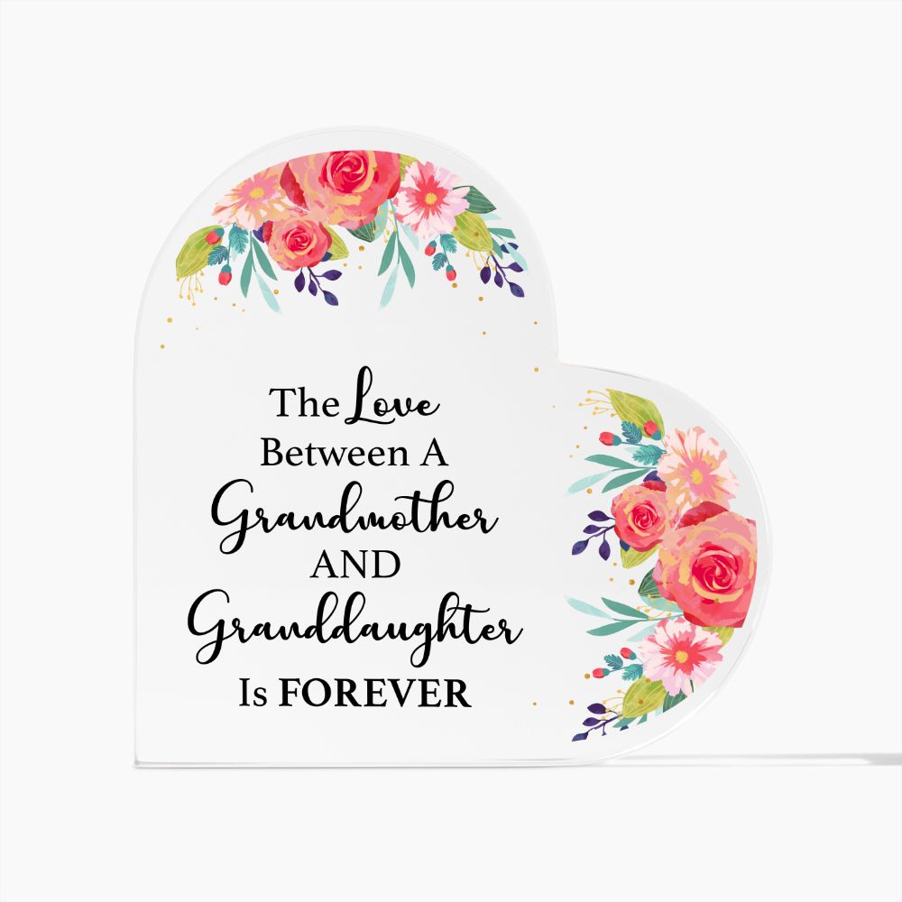 Love between Grandmother and Granddaughter | Acrylic Heart Plaque