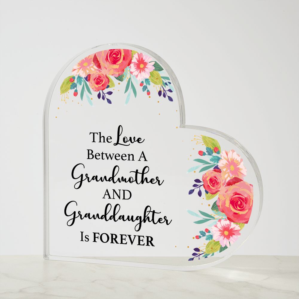 Love between Grandmother and Granddaughter | Acrylic Heart Plaque