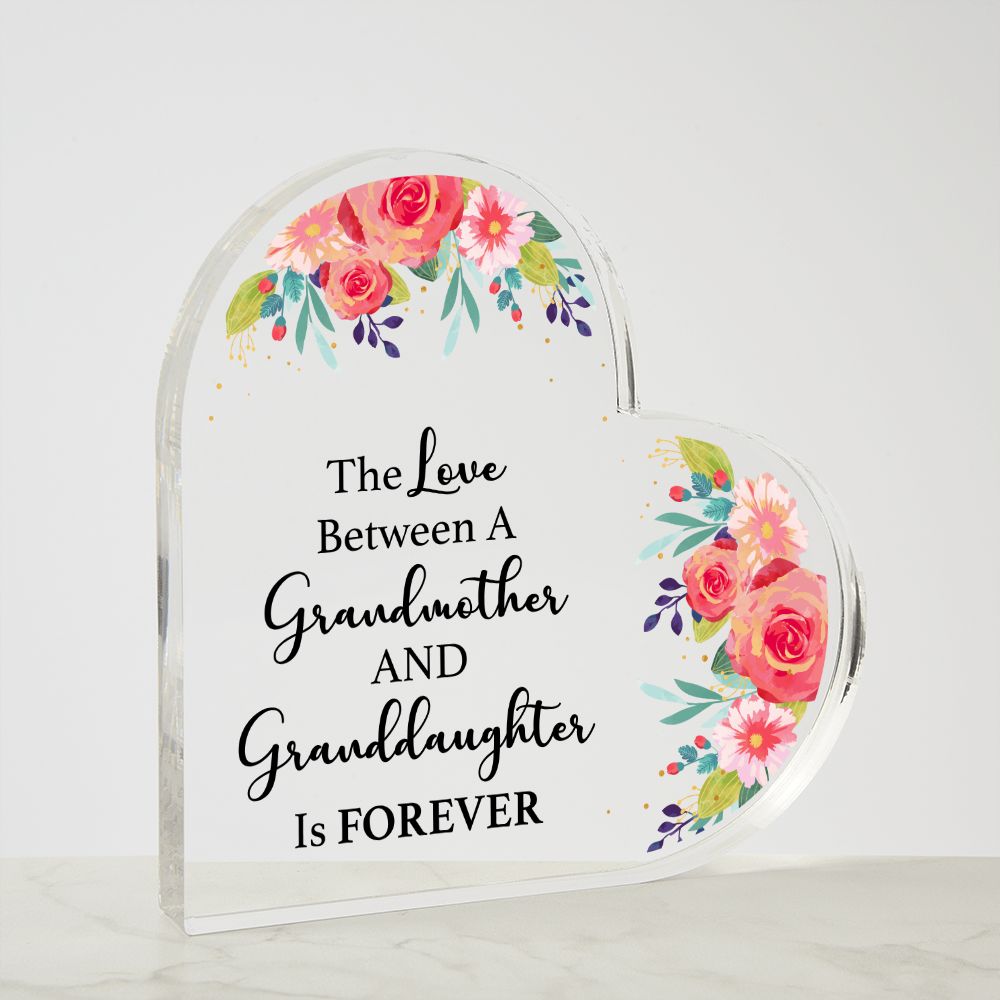 Love between Grandmother and Granddaughter | Acrylic Heart Plaque