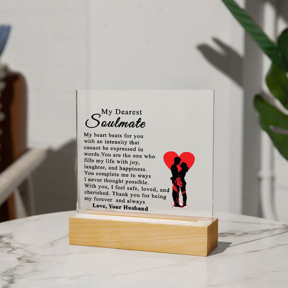 To My Dearest Soulmate | From Husband | Acrylic Square Plaque