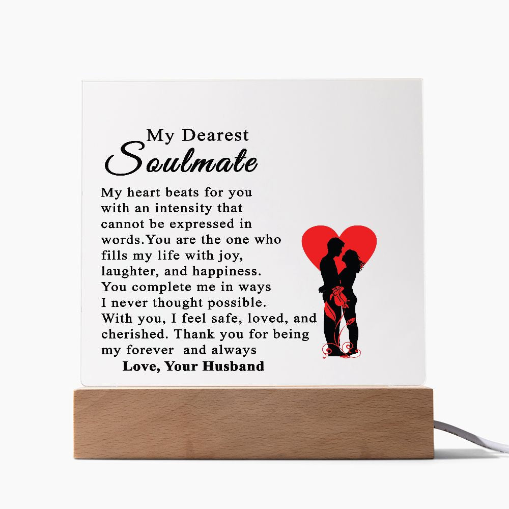 To My Dearest Soulmate | From Husband | Acrylic Square Plaque