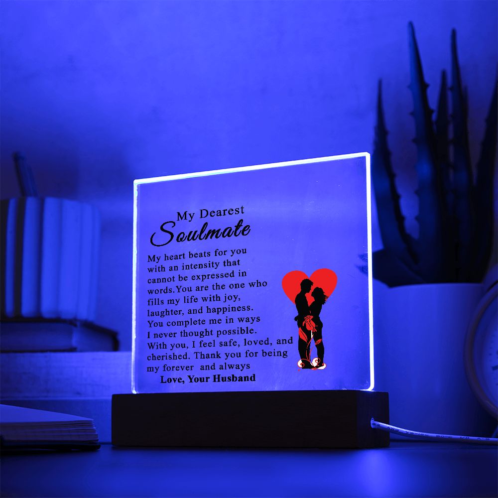 To My Dearest Soulmate | From Husband | Acrylic Square Plaque