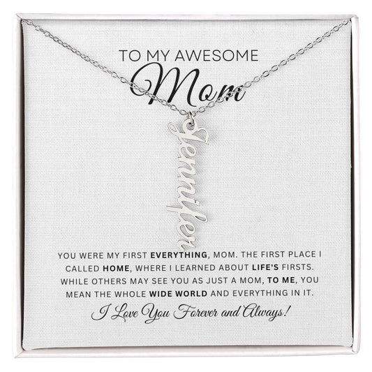 Personalized Vertical Name Necklace | Message Card