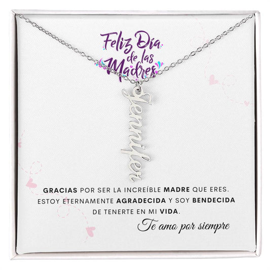 Feliz Día de las Madres |  Collar Vertical Personalizado