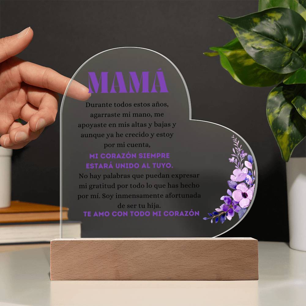 Para Mamá | De tu Hija | Placa de Acrílico Corazón