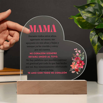 Para Mamá | De tu Hija | Placa de Acrílico Corazón