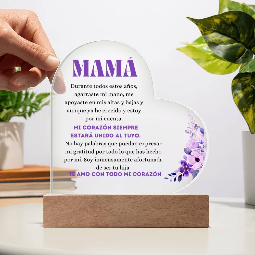 Para Mamá | De tu Hija | Placa de Acrílico Corazón