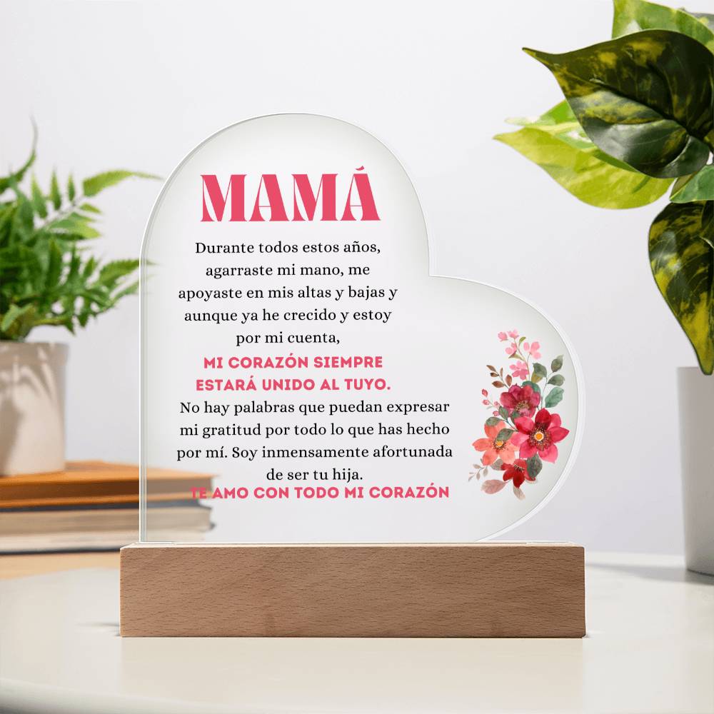 Para Mamá | De tu Hija | Placa de Acrílico Corazón