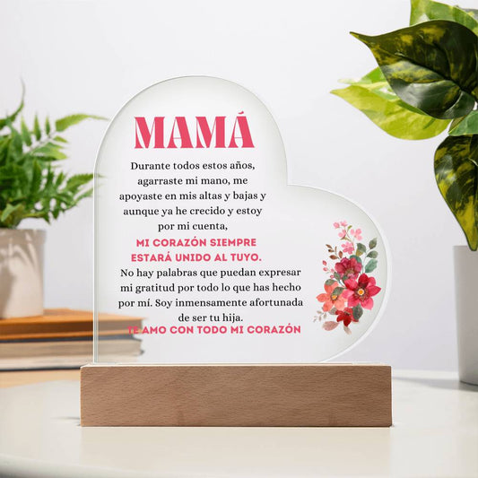 Para Mamá | Acrylic Heart Plaque | De tu Hija