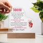To Mom | From Your Daughter | Acrylic Heart Plaque