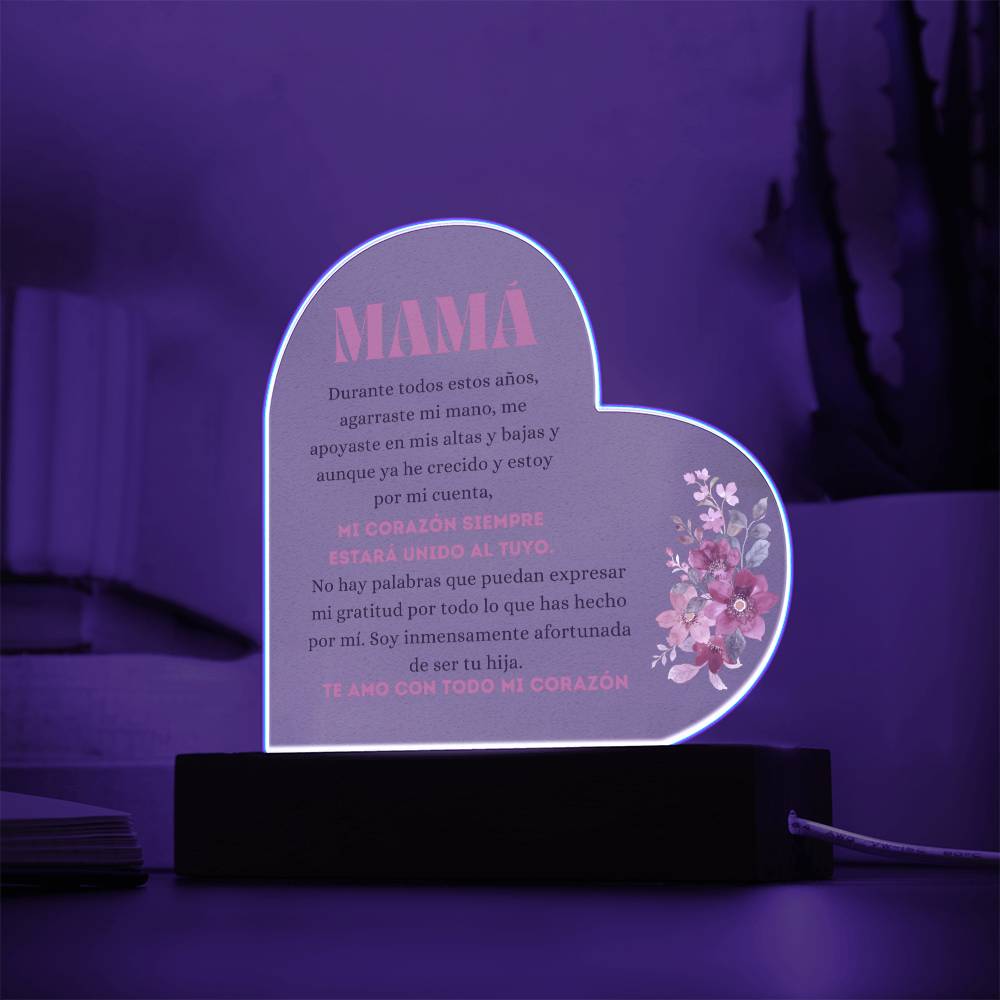 Para Mamá | De tu Hija | Placa de Acrílico Corazón