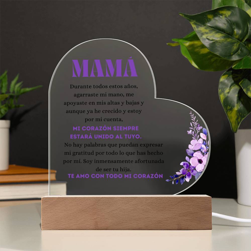 Para Mamá | De tu Hija | Placa de Acrílico Corazón