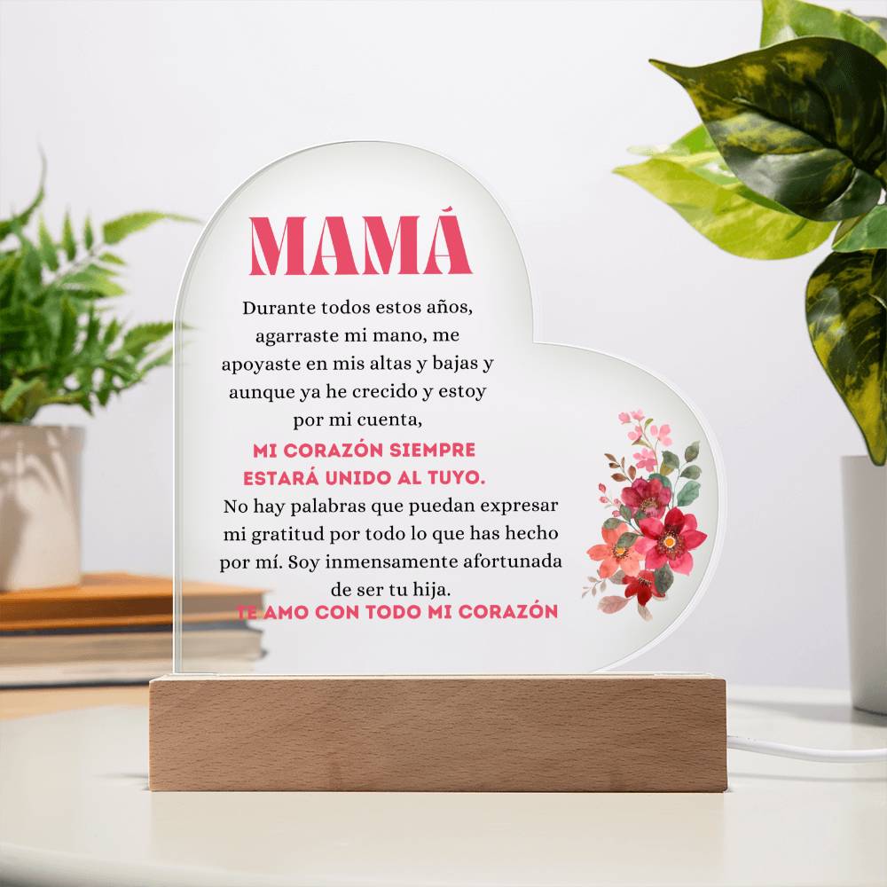 Para Mamá | De tu Hija | Placa de Acrílico Corazón
