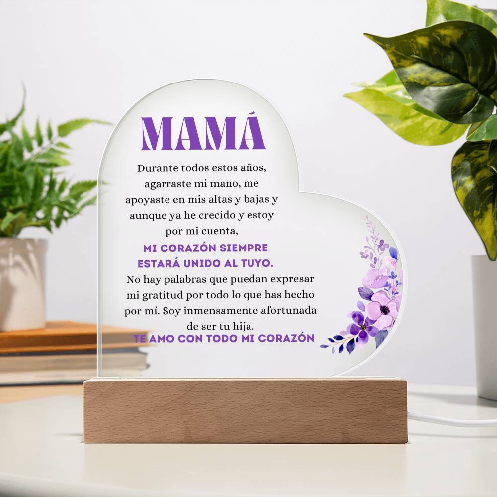 Para Mamá | De tu Hija | Placa de Acrílico Corazón