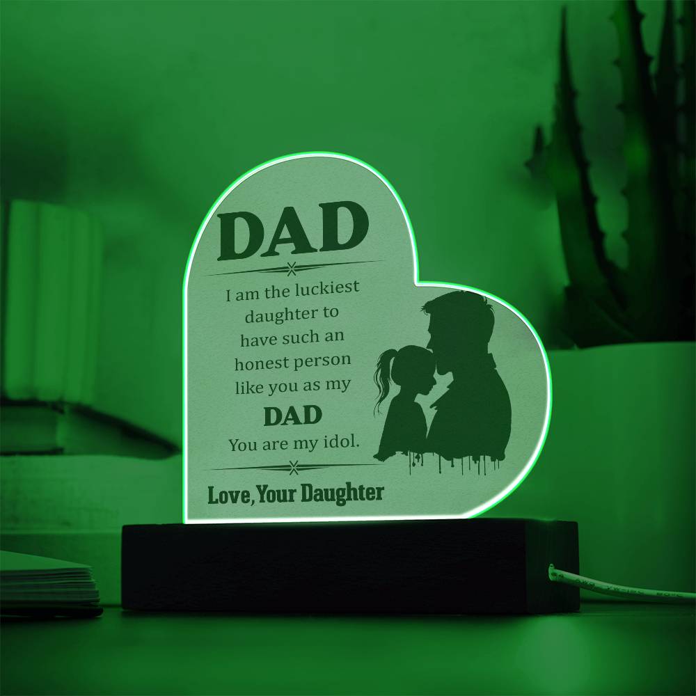 To Dad | From your Daughter | Heart Acrylic Plaque