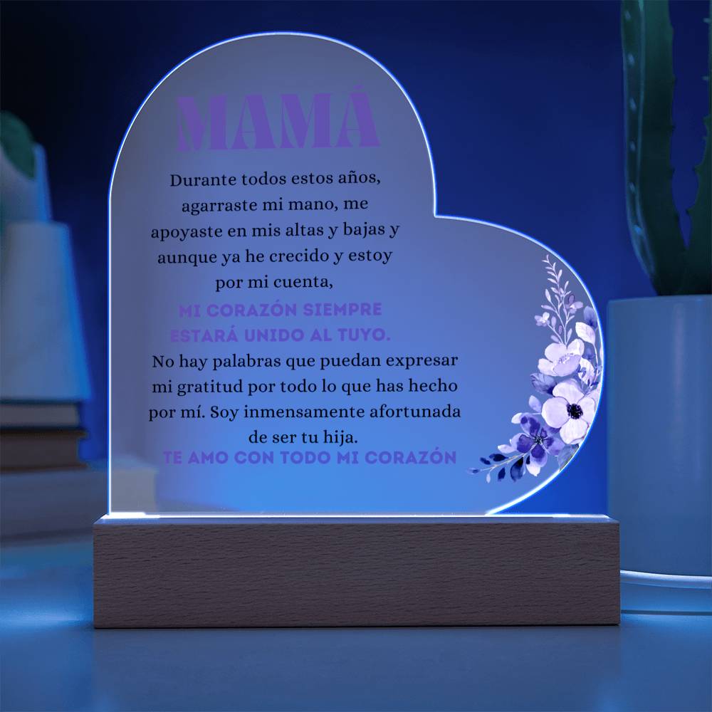Para Mamá | De tu Hija | Placa de Acrílico Corazón