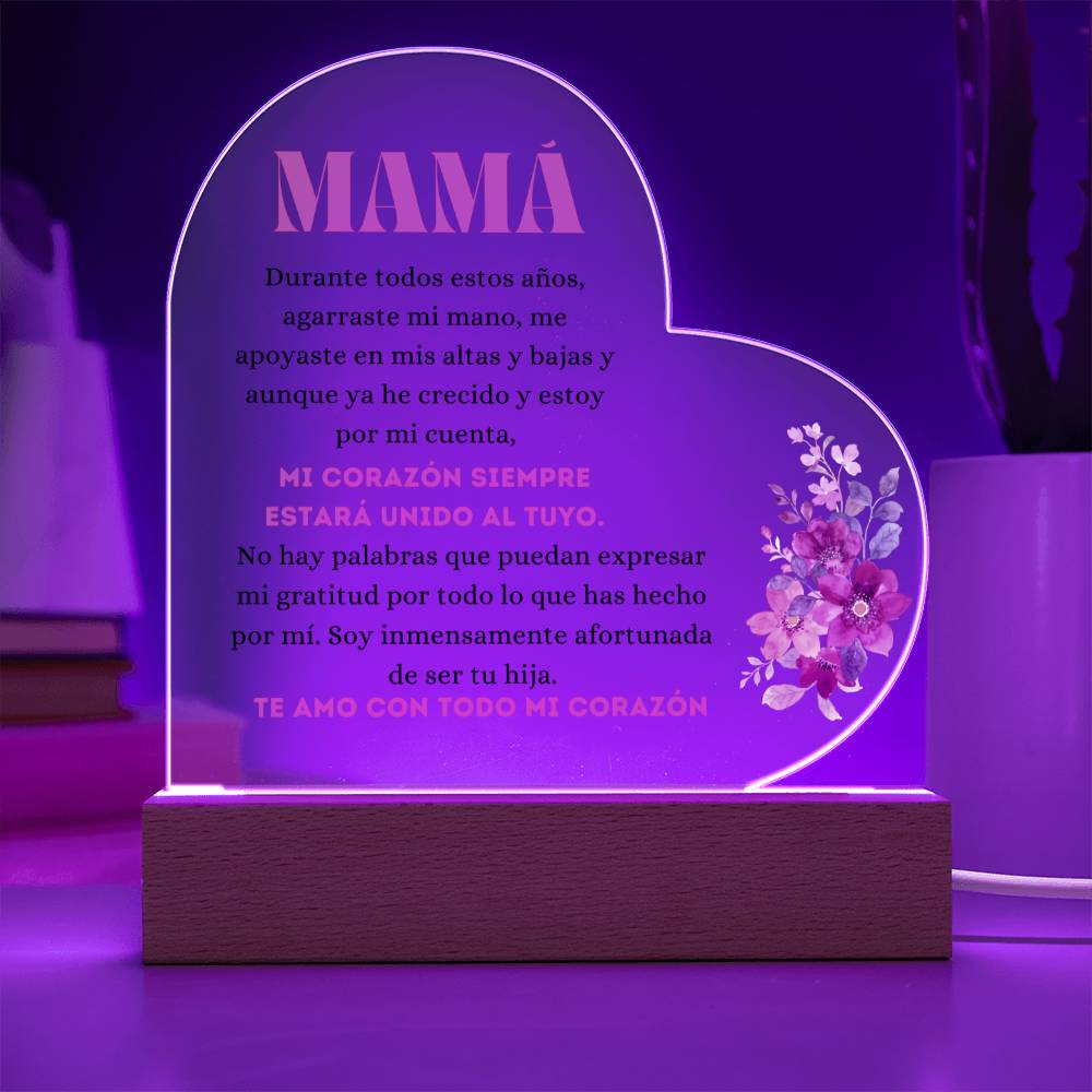 Para Mamá | De tu Hija | Placa de Acrílico Corazón