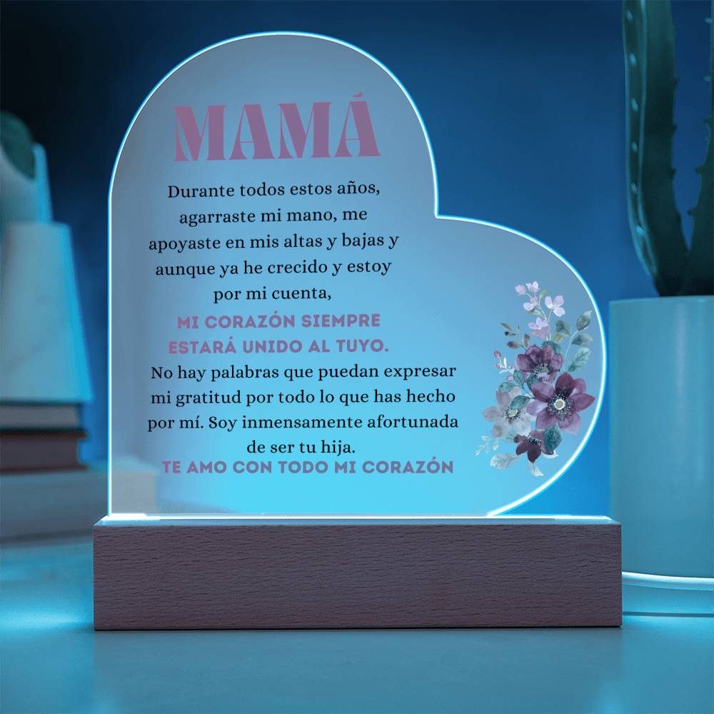 Para Mamá | De tu Hija | Placa de Acrílico Corazón