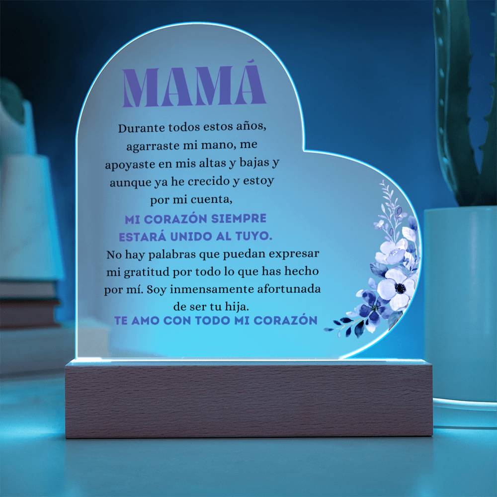 Para Mamá | De tu Hija | Placa de Acrílico Corazón